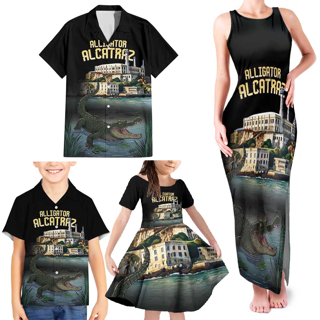 Everglades Alligator Alcatraz Florida Family Matching Tank Maxi Dress and Hawaiian Shirt - Wonder Print Shop