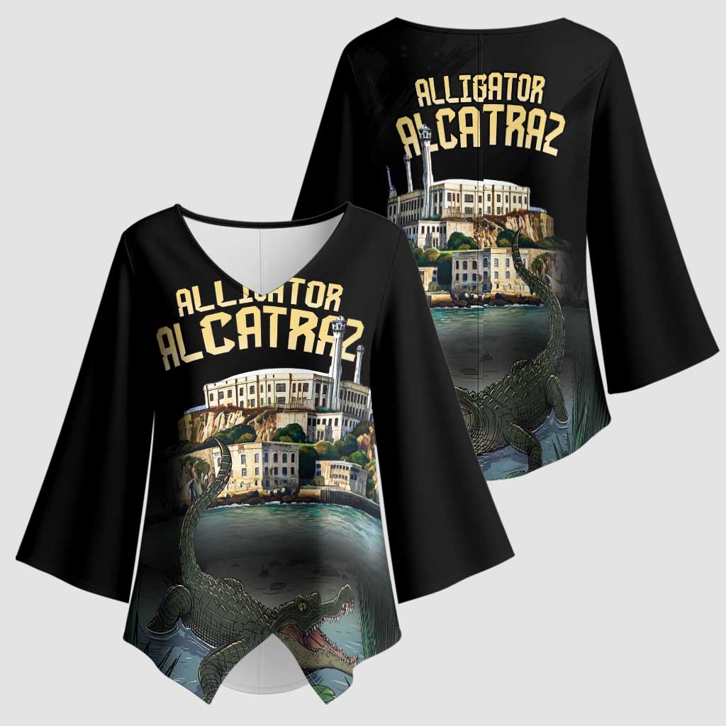 Everglades Alligator Alcatraz Florida Kimono Sleeve Blouse - Wonder Print Shop