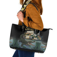 Everglades Alligator Alcatraz Florida Leather Tote Bag - Wonder Print Shop