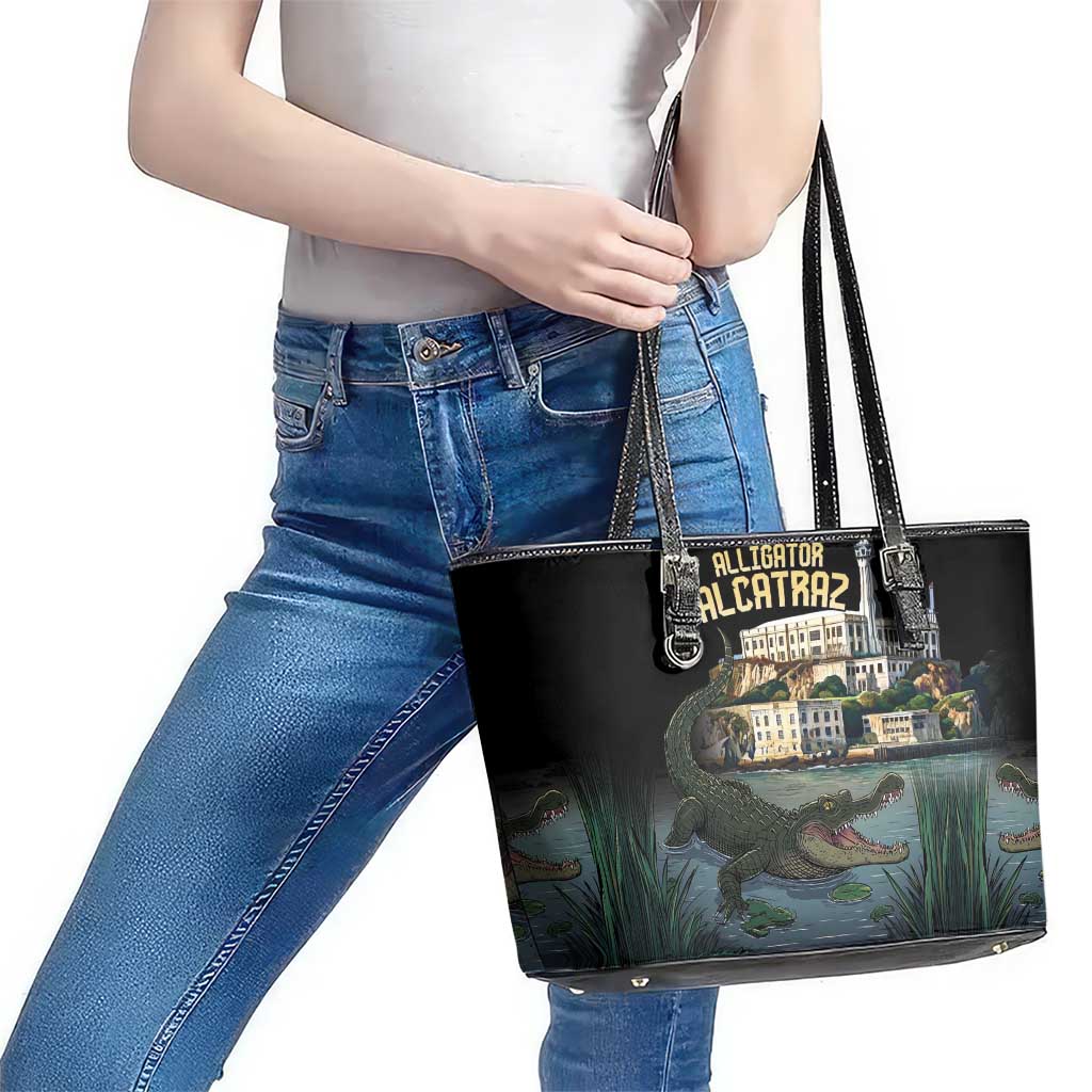 Everglades Alligator Alcatraz Florida Leather Tote Bag - Wonder Print Shop