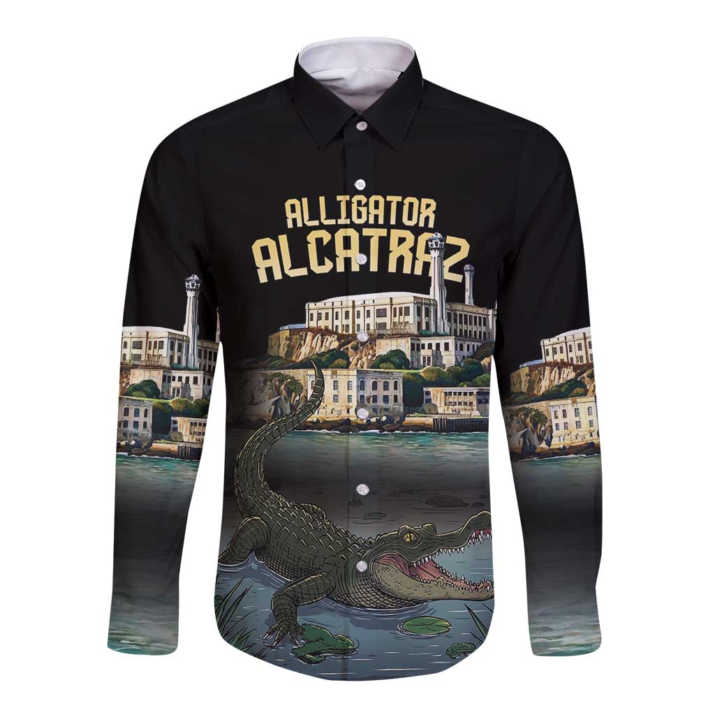 Everglades Alligator Alcatraz Florida Long Sleeve Button Shirt - Wonder Print Shop