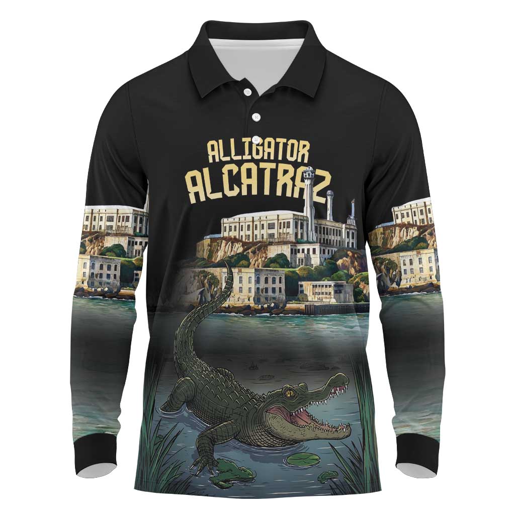 Everglades Alligator Alcatraz Florida Long Sleeve Polo Shirt - Wonder Print Shop