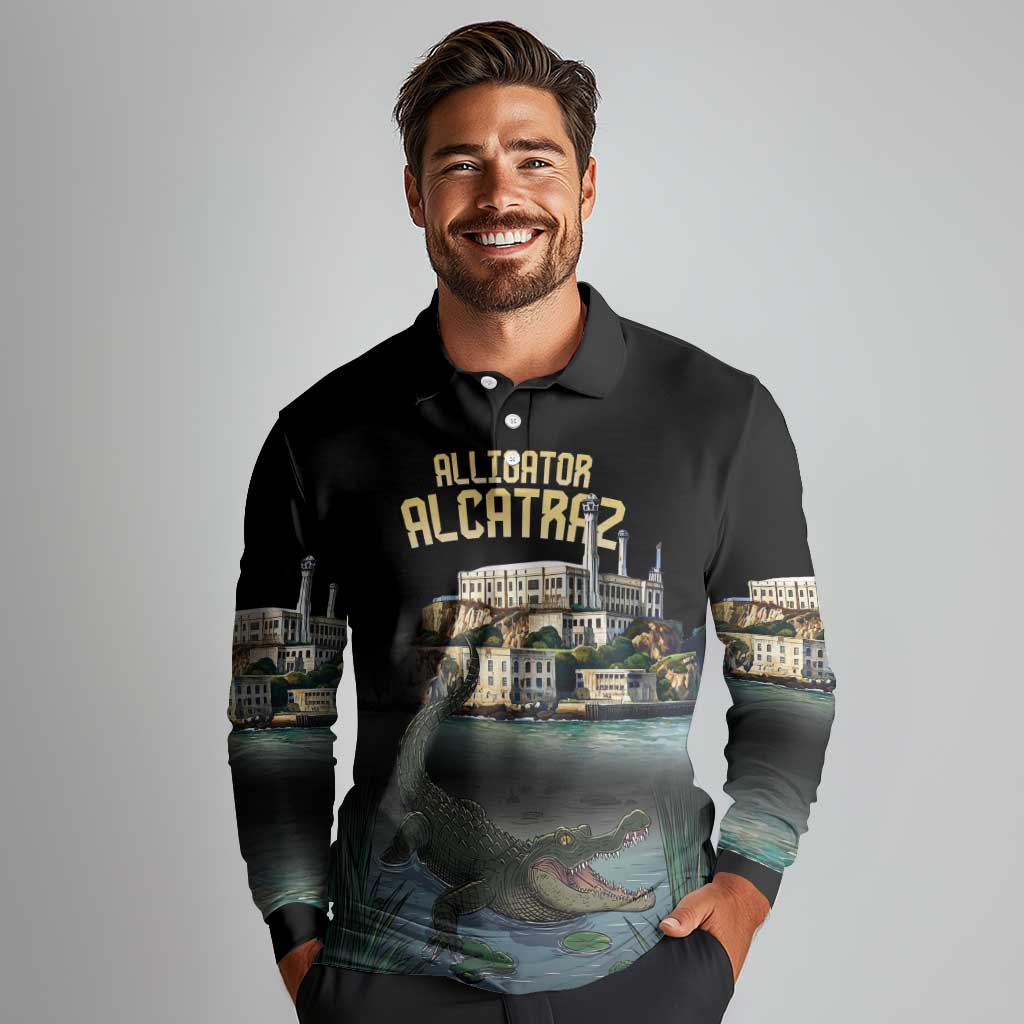 Everglades Alligator Alcatraz Florida Long Sleeve Polo Shirt - Wonder Print Shop