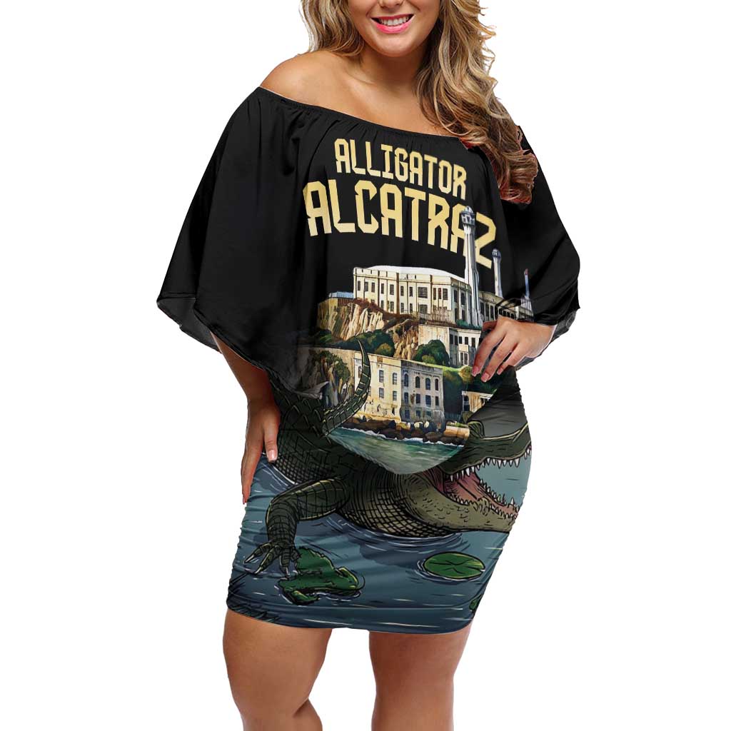 Everglades Alligator Alcatraz Florida Off Shoulder Short Dress - Wonder Print Shop
