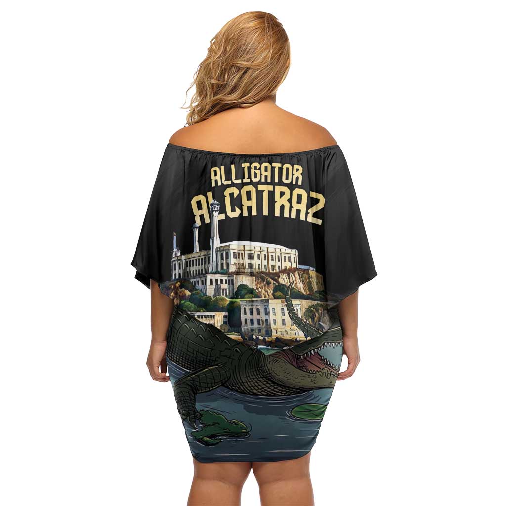 Everglades Alligator Alcatraz Florida Off Shoulder Short Dress - Wonder Print Shop