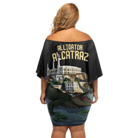 Everglades Alligator Alcatraz Florida Off Shoulder Short Dress - Wonder Print Shop
