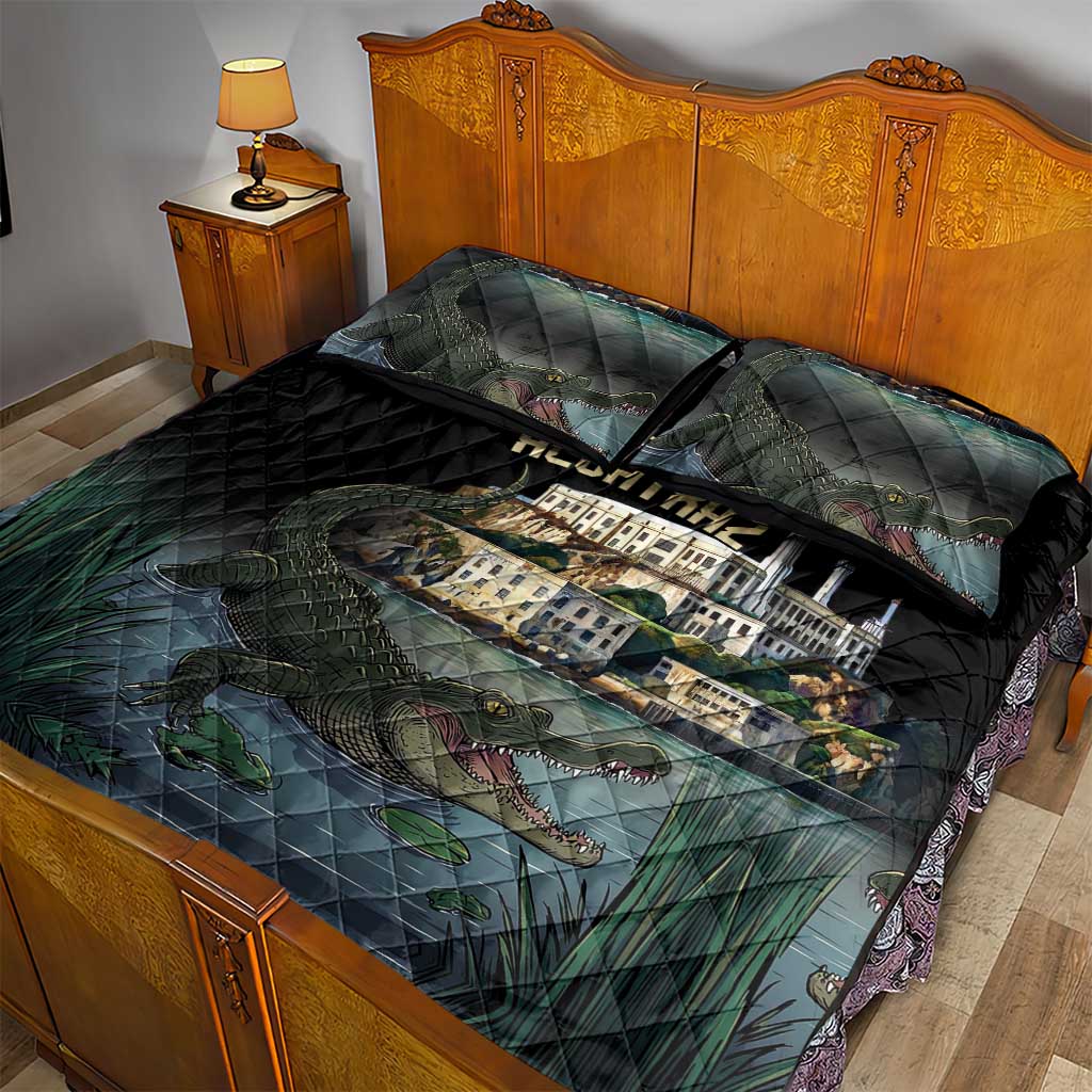 Everglades Alligator Alcatraz Florida Quilt Bed Set - Wonder Print Shop
