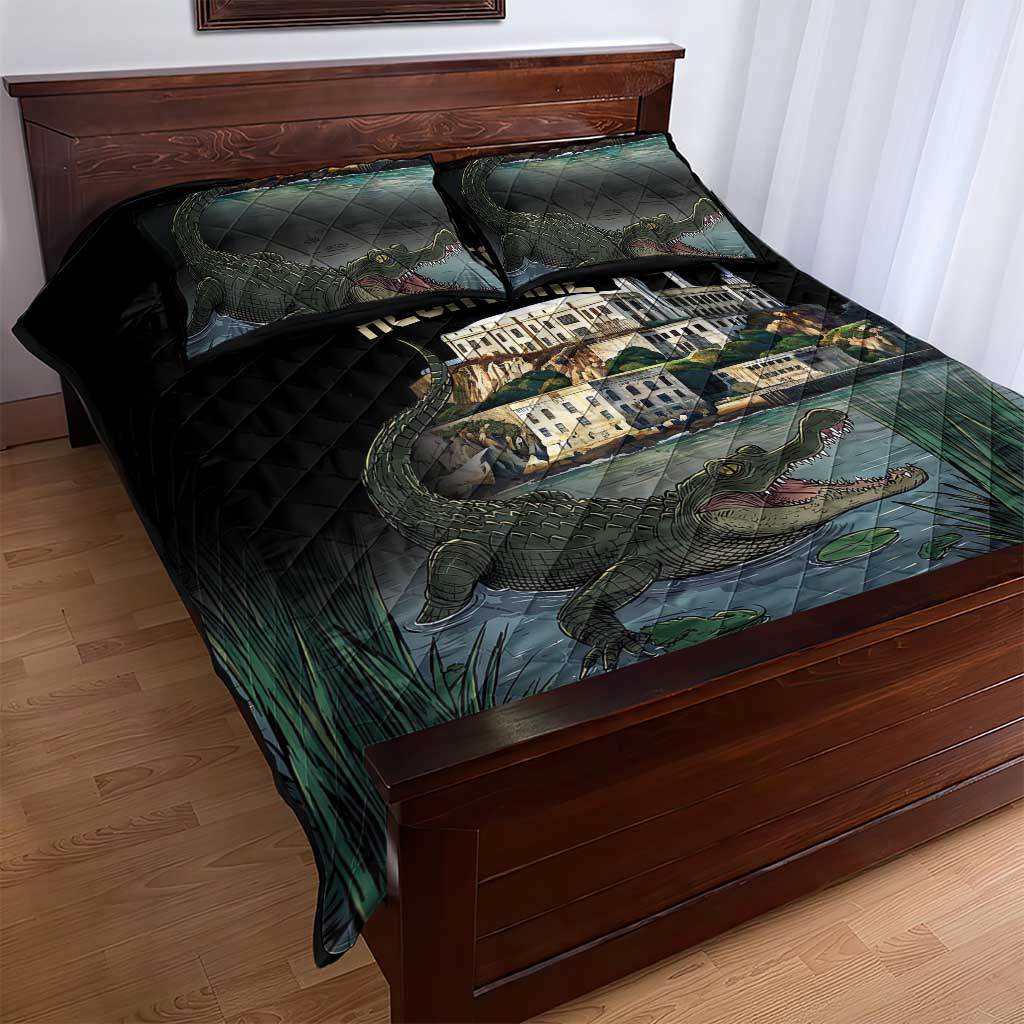 Everglades Alligator Alcatraz Florida Quilt Bed Set - Wonder Print Shop