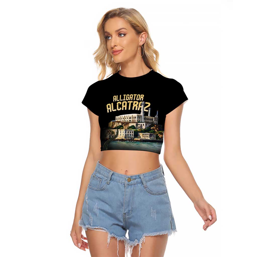 Everglades Alligator Alcatraz Florida Raglan Cropped T Shirt - Wonder Print Shop