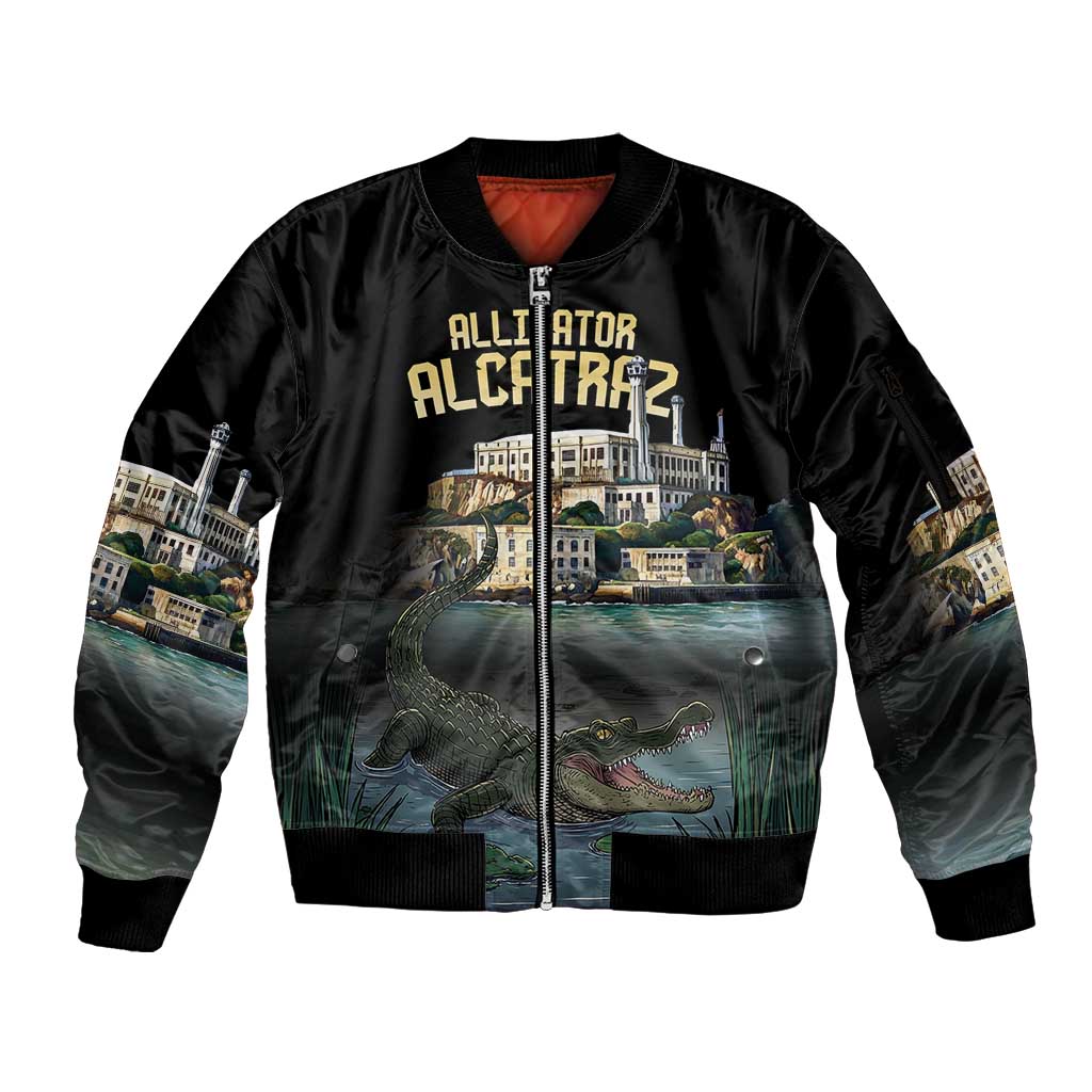 Everglades Alligator Alcatraz Florida Sleeve Zip Bomber Jacket - Wonder Print Shop