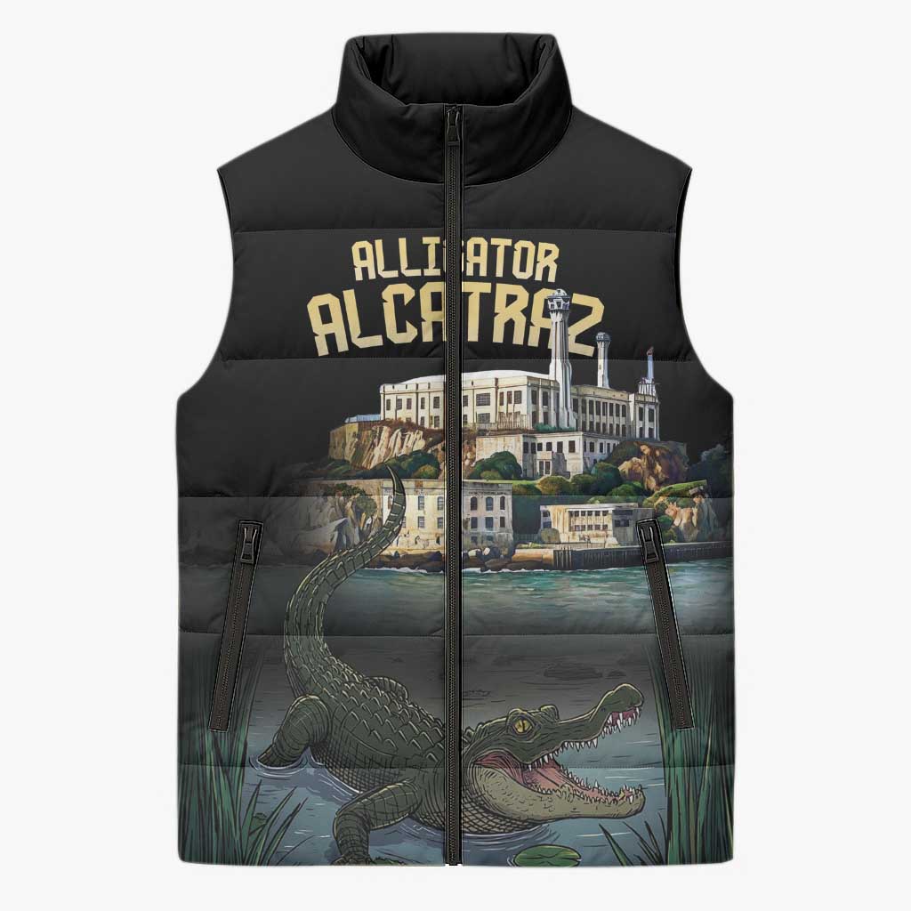 Everglades Alligator Alcatraz Florida Sleeveless Puffer Jacket - Wonder Print Shop