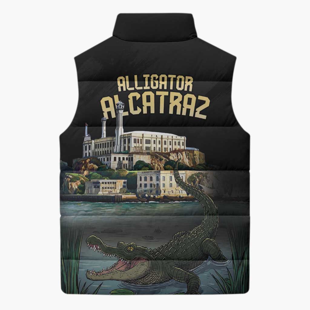 Everglades Alligator Alcatraz Florida Sleeveless Puffer Jacket - Wonder Print Shop