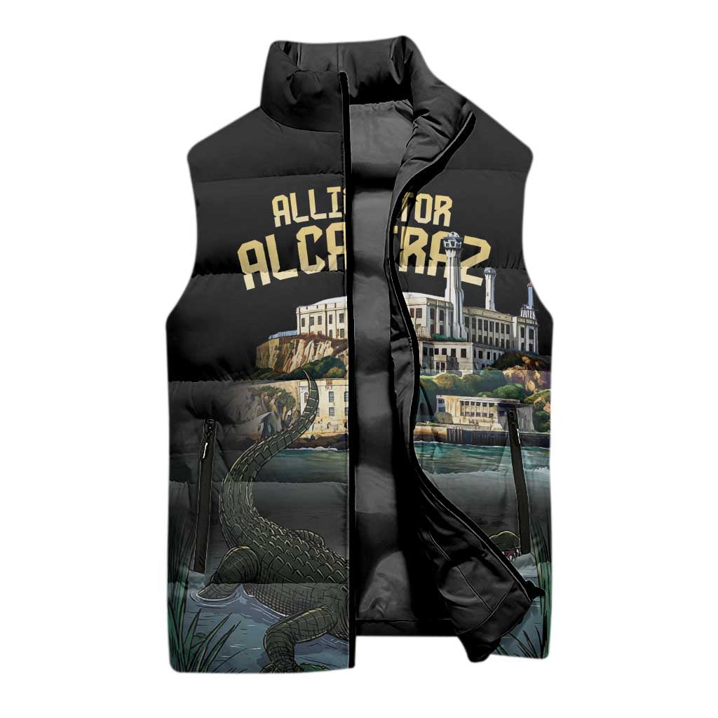 Everglades Alligator Alcatraz Florida Sleeveless Puffer Jacket - Wonder Print Shop
