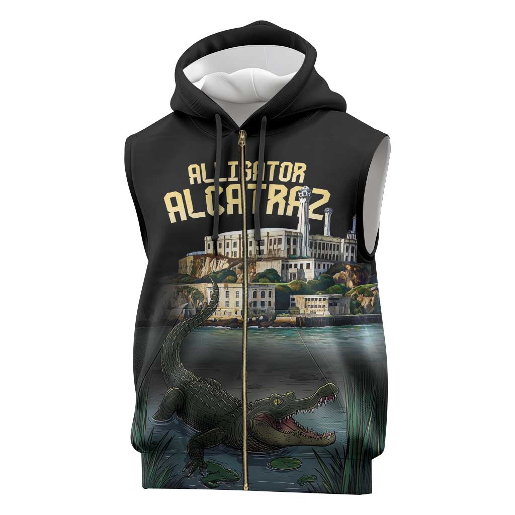 Everglades Alligator Alcatraz Florida Sleeveless Zip Hoodie - Wonder Print Shop