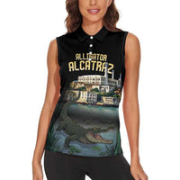 Everglades Alligator Alcatraz Florida Women Sleeveless Polo Shirt - Wonder Print Shop