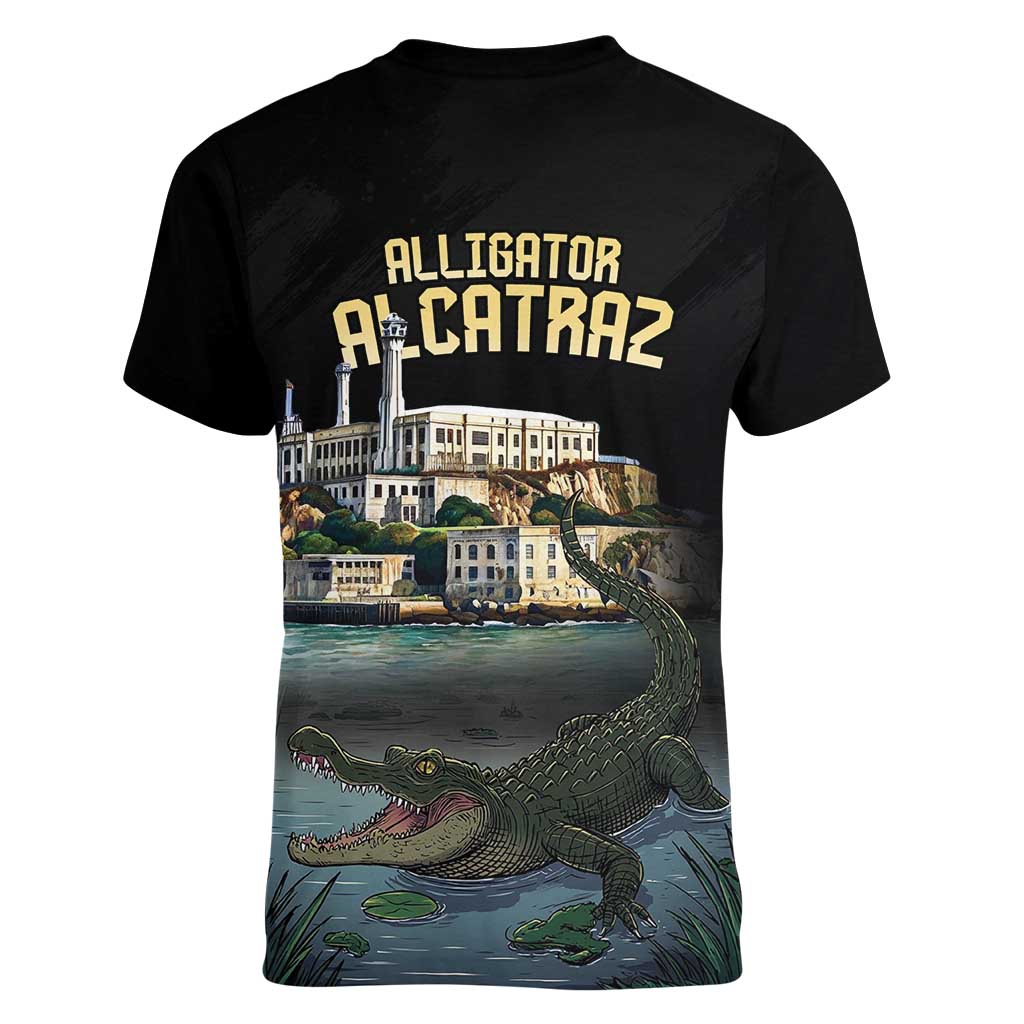 Everglades Alligator Alcatraz Florida Women V-Neck T-Shirt - Wonder Print Shop