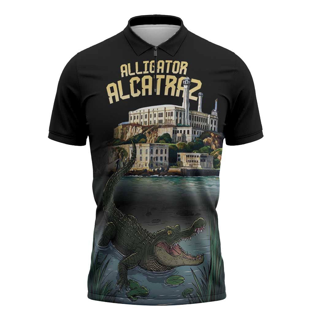 Everglades Alligator Alcatraz Florida Zipper Polo Shirt - Wonder Print Shop