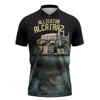 Everglades Alligator Alcatraz Florida Zipper Polo Shirt - Wonder Print Shop