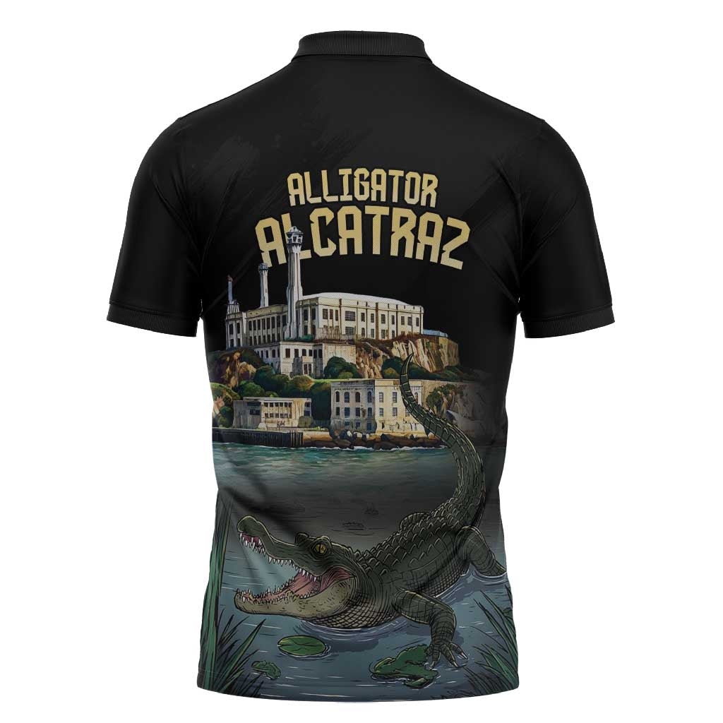 Everglades Alligator Alcatraz Florida Zipper Polo Shirt - Wonder Print Shop