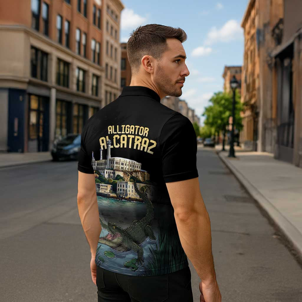 Everglades Alligator Alcatraz Florida Zipper Polo Shirt - Wonder Print Shop