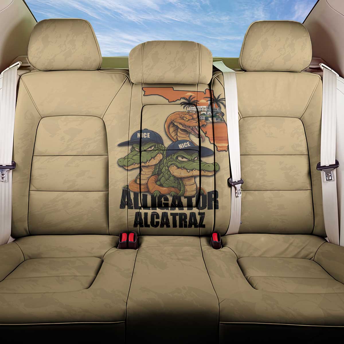 Alligator Alcatraz Prison Florida Everglades Back Car Seat Cover - Wonder Print Shop