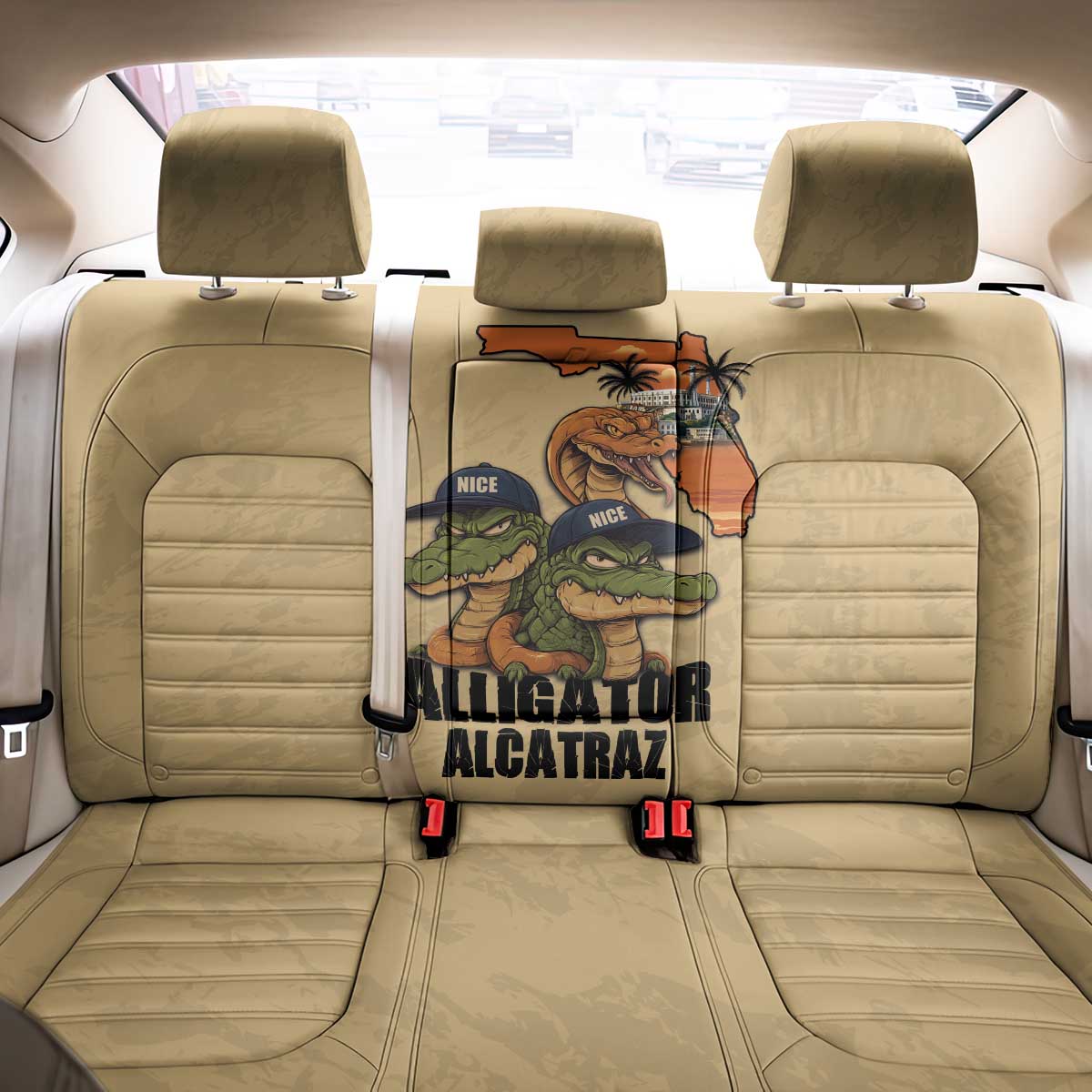Alligator Alcatraz Prison Florida Everglades Back Car Seat Cover - Wonder Print Shop
