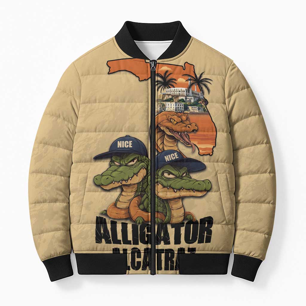 Alligator Alcatraz Prison Florida Everglades Bomber Puffer Jacket - Wonder Print Shop