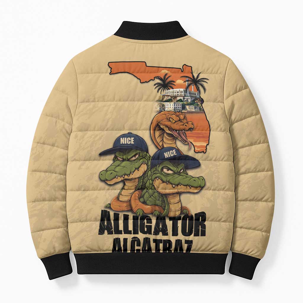 Alligator Alcatraz Prison Florida Everglades Bomber Puffer Jacket - Wonder Print Shop