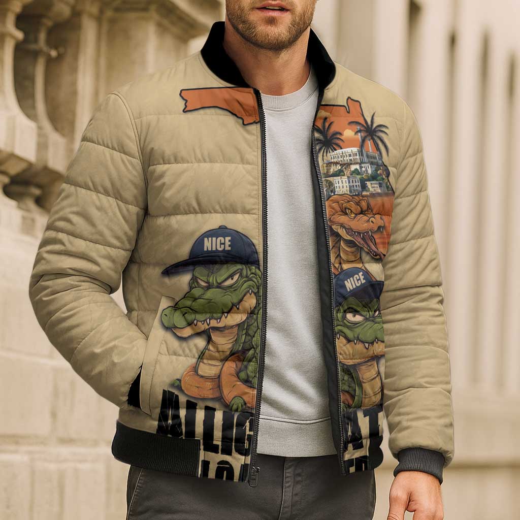 Alligator Alcatraz Prison Florida Everglades Bomber Puffer Jacket - Wonder Print Shop