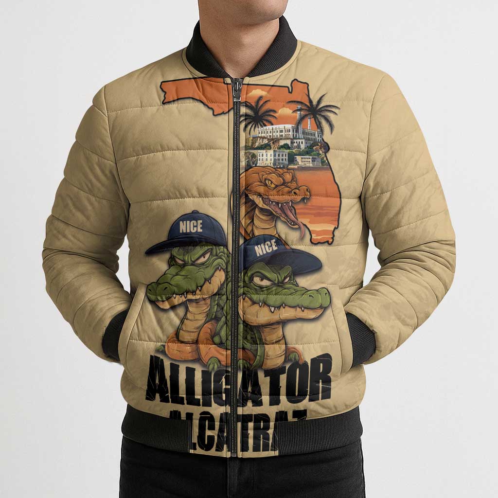 Alligator Alcatraz Prison Florida Everglades Bomber Puffer Jacket - Wonder Print Shop
