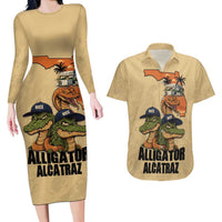 Alligator Alcatraz Prison Florida Everglades Couples Matching Long Sleeve Bodycon Dress and Hawaiian Shirt - Wonder Print Shop