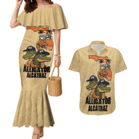 Alligator Alcatraz Prison Florida Everglades Couples Matching Mermaid Dress and Hawaiian Shirt - Wonder Print Shop
