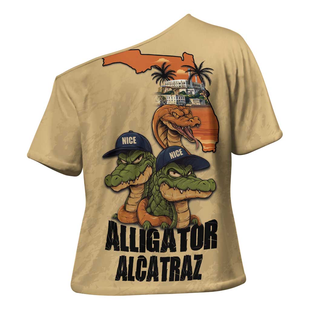 Alligator Alcatraz Prison Florida Everglades Cross Shoulder Shirt - Wonder Print Shop