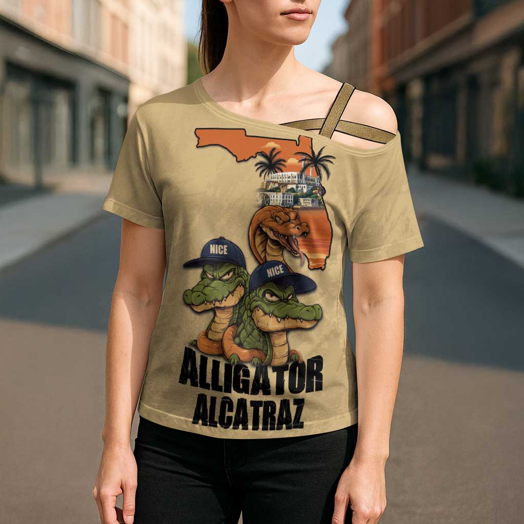 Alligator Alcatraz Prison Florida Everglades Cross Shoulder Shirt - Wonder Print Shop
