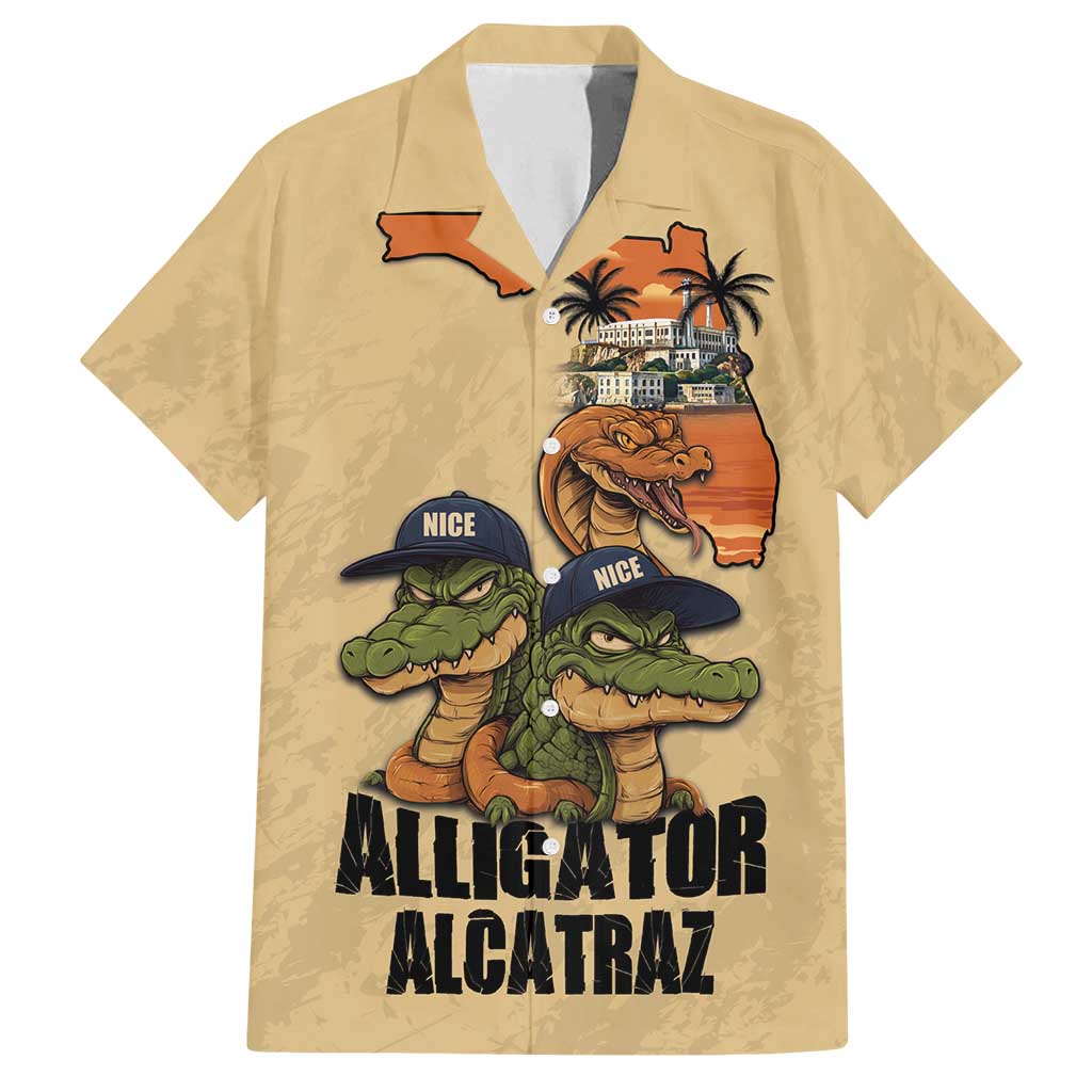Alligator Alcatraz Prison Florida Everglades Family Matching Long Sleeve Bodycon Dress and Hawaiian Shirt - Wonder Print Shop