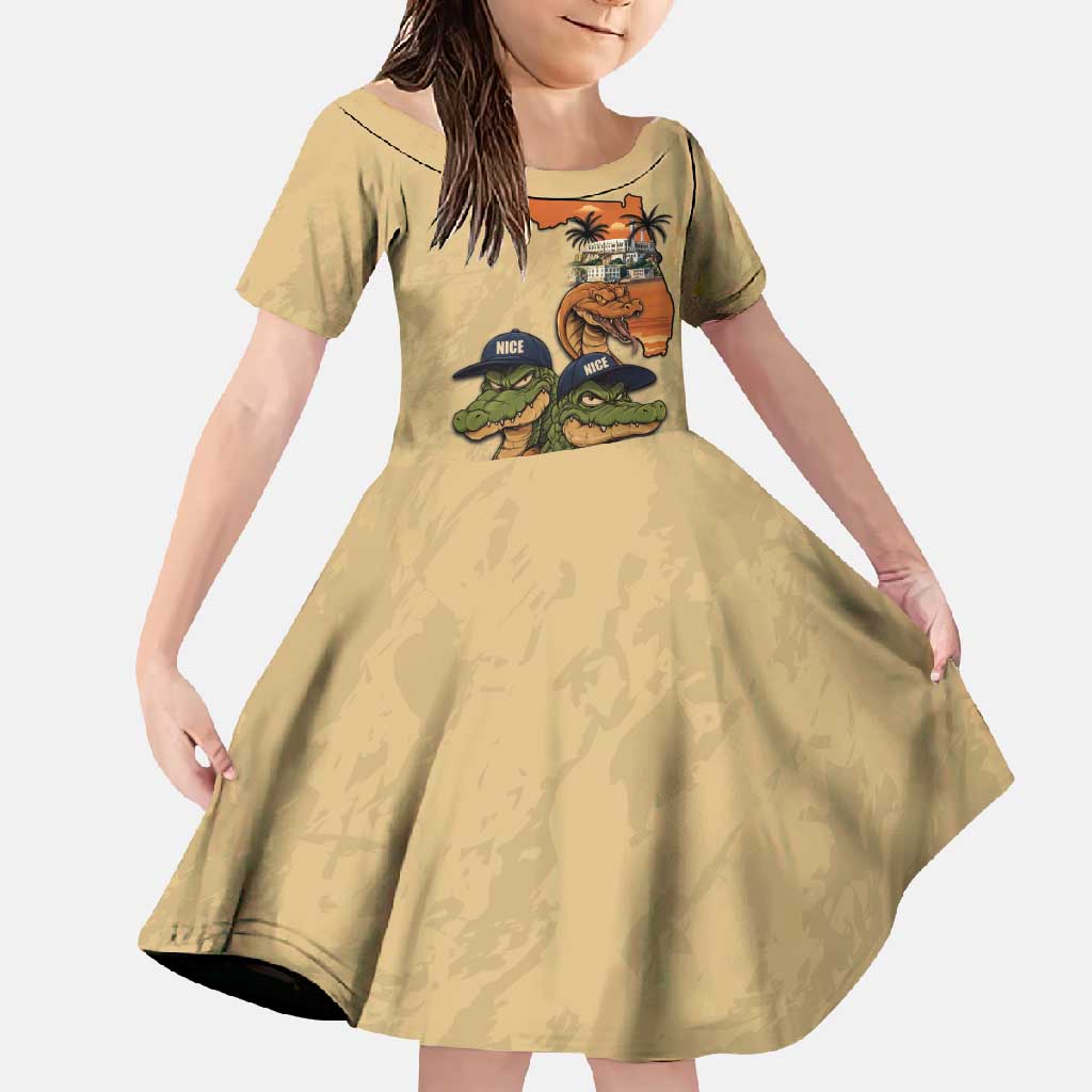 Alligator Alcatraz Prison Florida Everglades Family Matching Mermaid Dress and Hawaiian Shirt - Wonder Print Shop