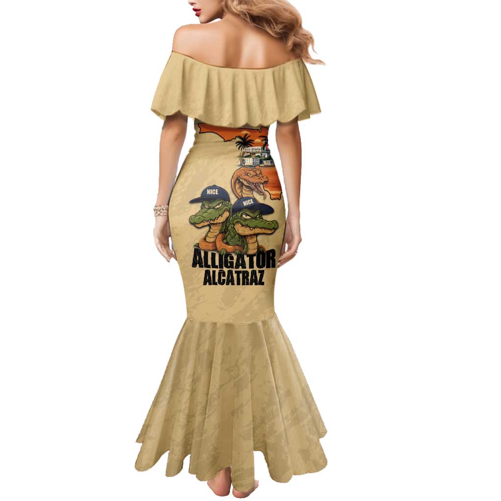 Alligator Alcatraz Prison Florida Everglades Family Matching Mermaid Dress and Hawaiian Shirt - Wonder Print Shop
