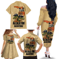 Alligator Alcatraz Prison Florida Everglades Family Matching Off The Shoulder Long Sleeve Dress and Hawaiian Shirt - Wonder Print Shop