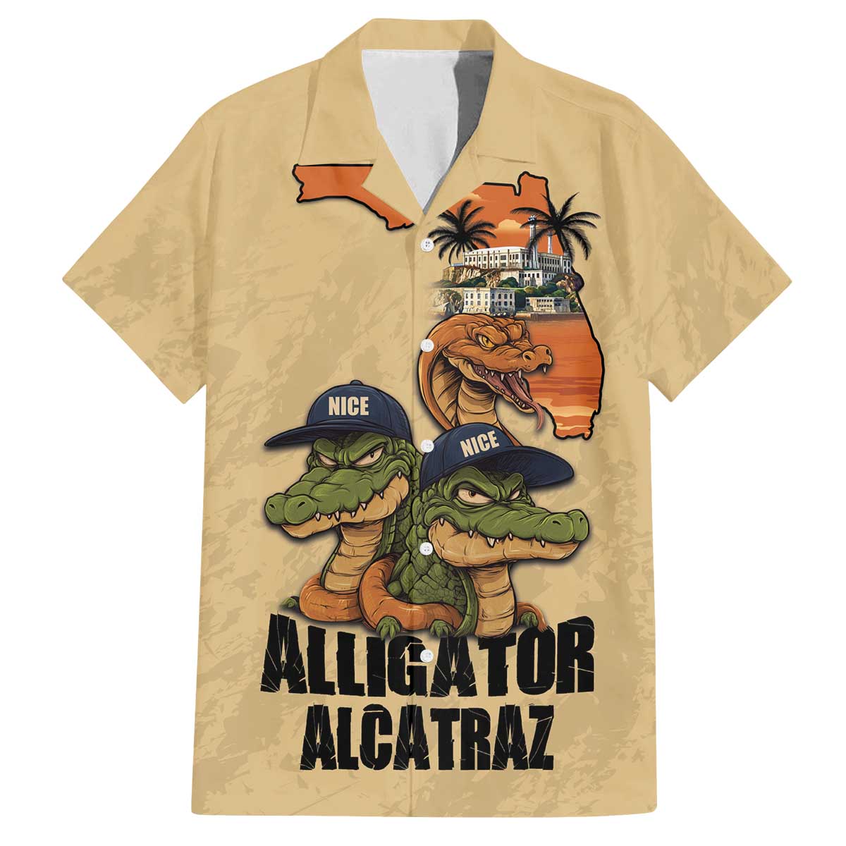Alligator Alcatraz Prison Florida Everglades Family Matching Off The Shoulder Long Sleeve Dress and Hawaiian Shirt - Wonder Print Shop