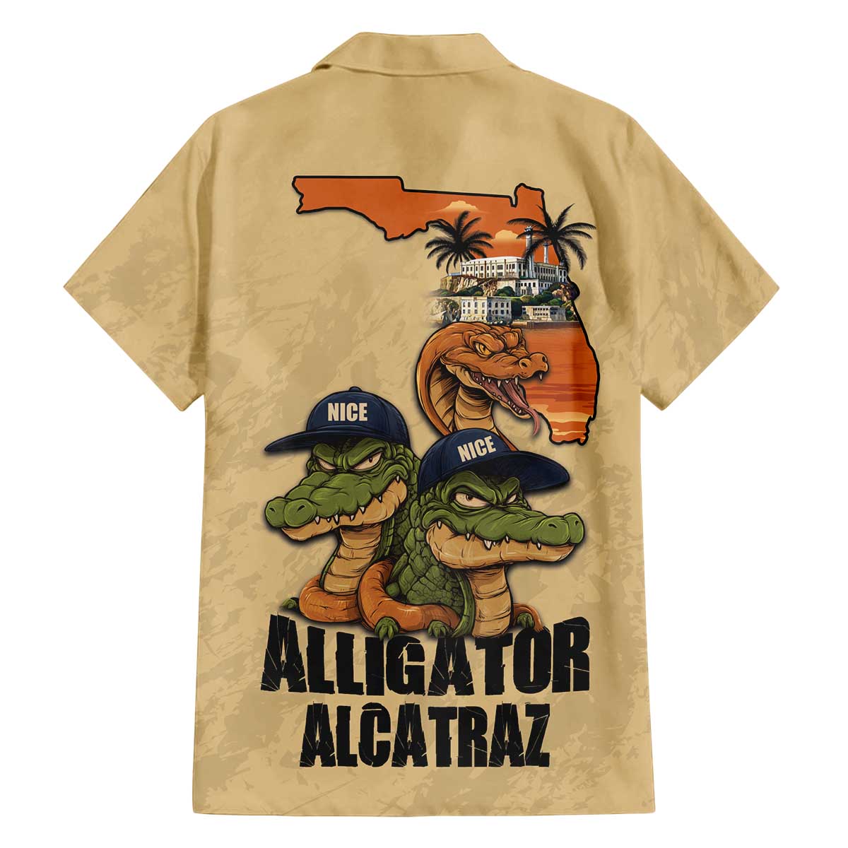 Alligator Alcatraz Prison Florida Everglades Family Matching Off The Shoulder Long Sleeve Dress and Hawaiian Shirt - Wonder Print Shop
