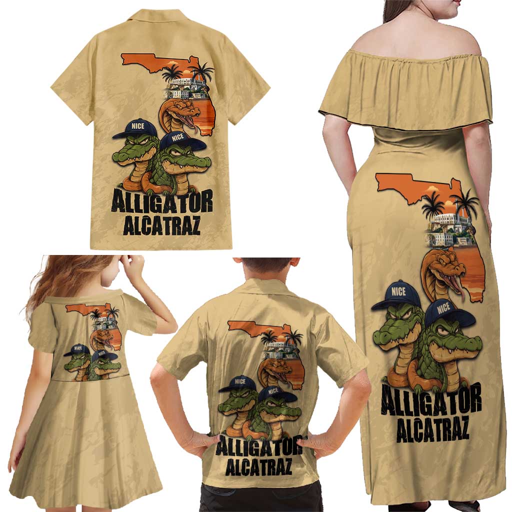 Alligator Alcatraz Prison Florida Everglades Family Matching Off Shoulder Maxi Dress and Hawaiian Shirt - Wonder Print Shop