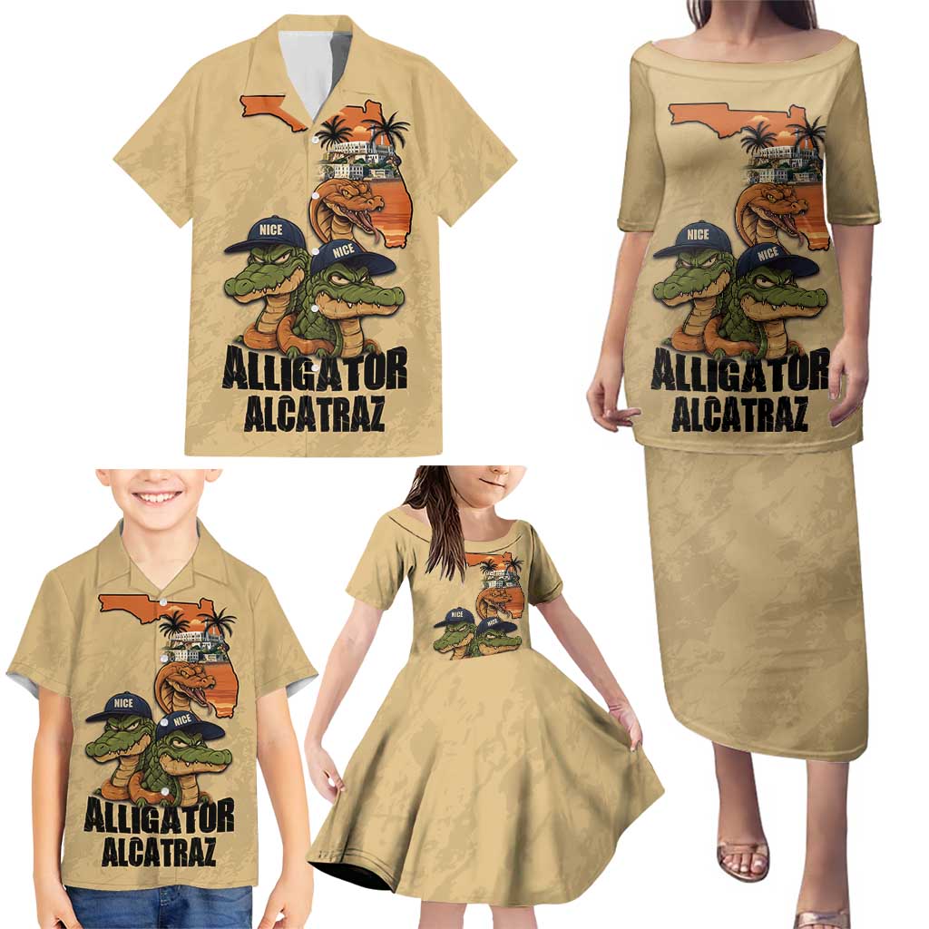 Alligator Alcatraz Prison Florida Everglades Family Matching Puletasi and Hawaiian Shirt - Wonder Print Shop