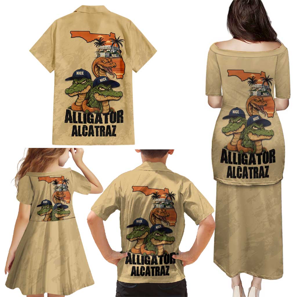 Alligator Alcatraz Prison Florida Everglades Family Matching Puletasi and Hawaiian Shirt - Wonder Print Shop
