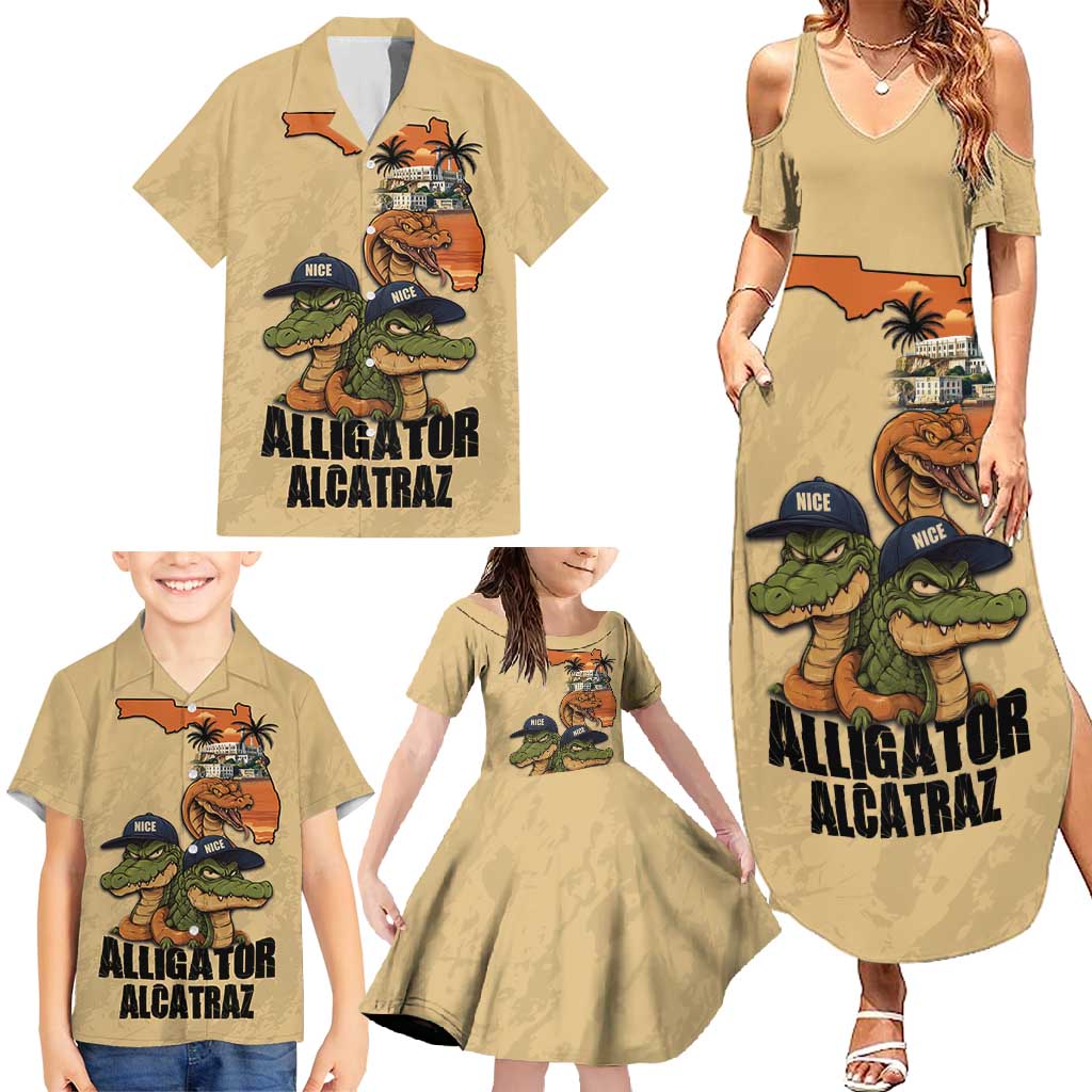 Alligator Alcatraz Prison Florida Everglades Family Matching Summer Maxi Dress and Hawaiian Shirt - Wonder Print Shop