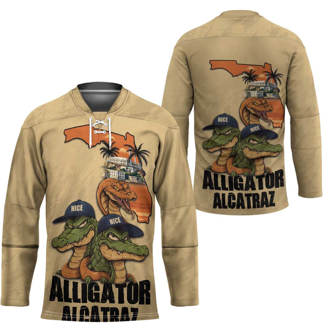 Alligator Alcatraz Prison Florida Everglades Hockey Jersey - Wonder Print Shop