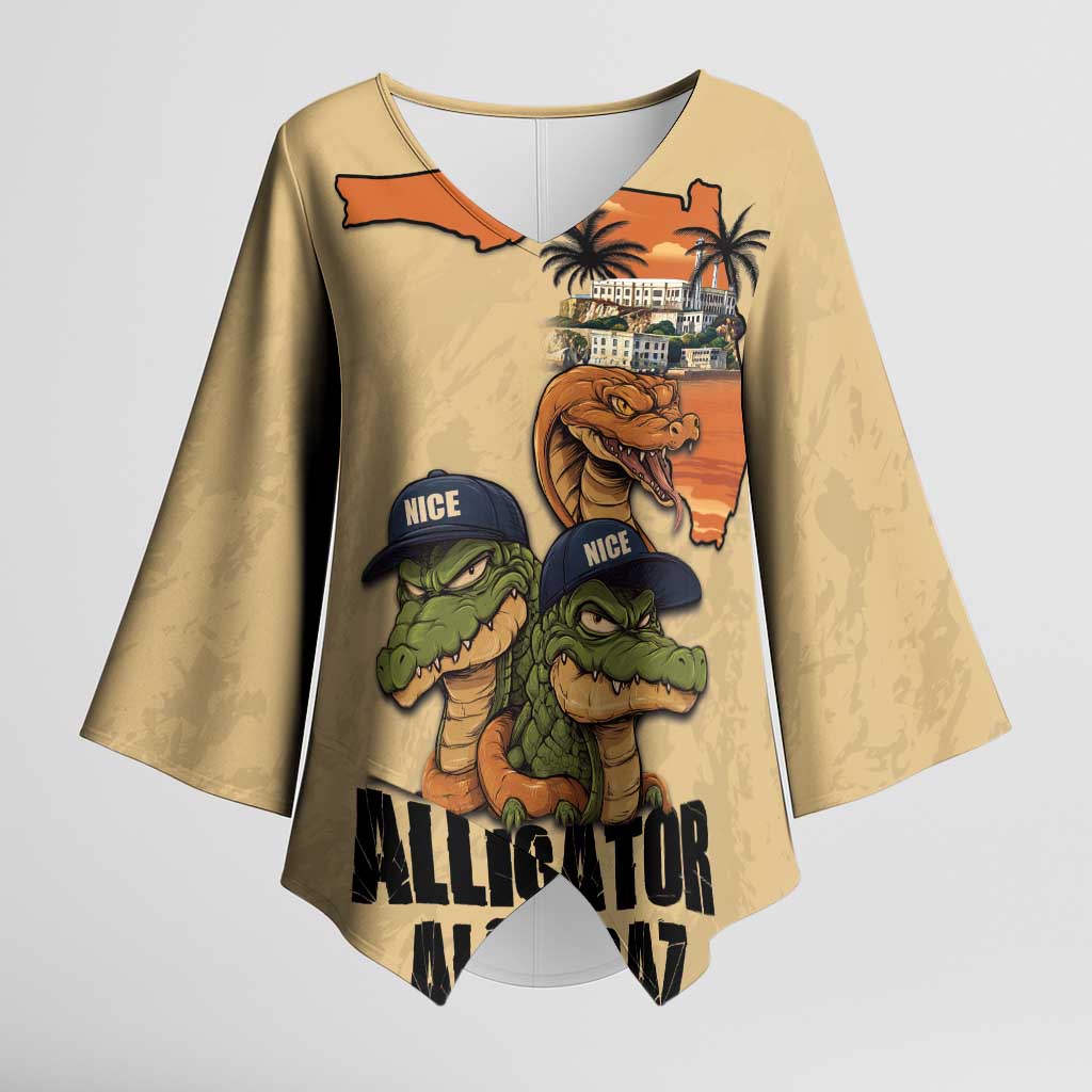 Alligator Alcatraz Prison Florida Everglades Kimono Sleeve Blouse - Wonder Print Shop