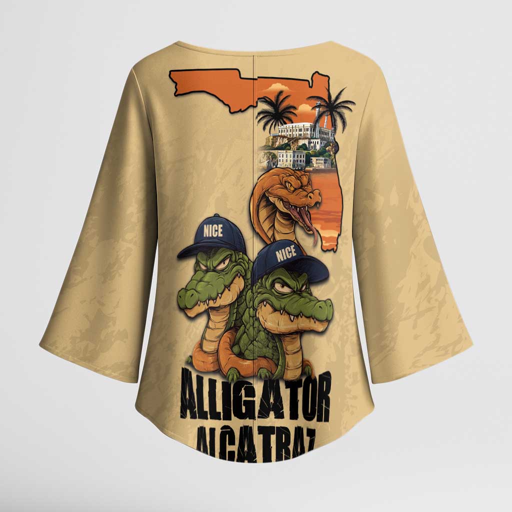 Alligator Alcatraz Prison Florida Everglades Kimono Sleeve Blouse - Wonder Print Shop