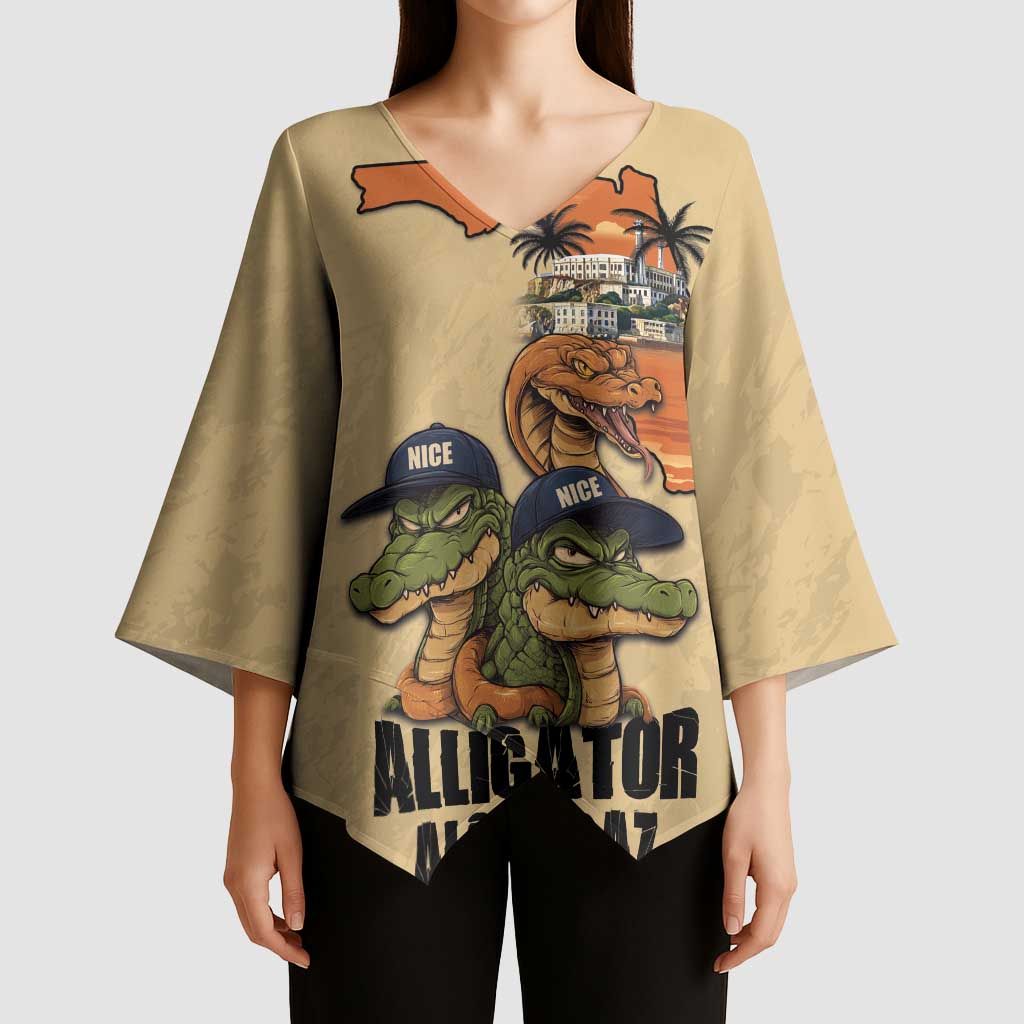 Alligator Alcatraz Prison Florida Everglades Kimono Sleeve Blouse - Wonder Print Shop