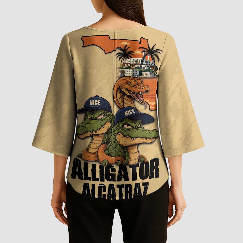 Alligator Alcatraz Prison Florida Everglades Kimono Sleeve Blouse - Wonder Print Shop