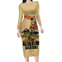 Alligator Alcatraz Prison Florida Everglades Long Sleeve Bodycon Dress - Wonder Print Shop